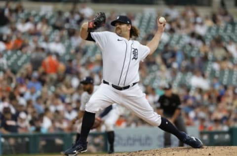 May 14, 2022; Detroit, Michigan, USA; Detroit Tigers relief pitcher Andrew Chafin (37) pitches in the eighth inning against the Baltimore Orioles at Comerica Park. Mandatory Credit: Rick Osentoski-USA TODAY Sports