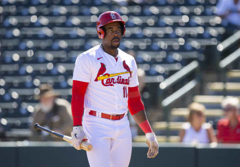 Oct 22, 2022; Phoenix, Arizona, USA; St Louis Cardinals outfielder Jordan Walker plays for the Salt River Rafters during an Arizona Fall League baseball game at Phoenix Municipal Stadium. Mandatory Credit: Mark J. Rebilas-USA TODAY Sports