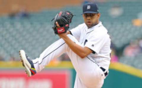 Apr 30, 2017; Detroit, MI, USA; Detroit Tigers relief pitcher Francisco Rodriguez (57) against the Chicago White Sox at Comerica Park. Mandatory Credit: Aaron Doster-USA TODAY Sports