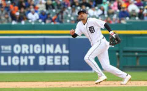 Apr 29, 2017; Detroit, MI, USA; Detroit Tigers third baseman Nicholas Castellanos (9) against the Chicago White Sox at Comerica Park. Mandatory Credit: Aaron Doster-USA TODAY Sports