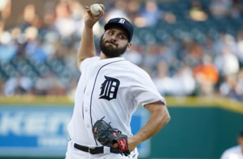 Aug 3, 2016; Detroit, MI, USA; Detroit Tigers starting pitcher Michael Fulmer (32) pitches in the first inning against the Chicago White Sox at Comerica Park. Mandatory Credit: Rick Osentoski-USA TODAY Sports