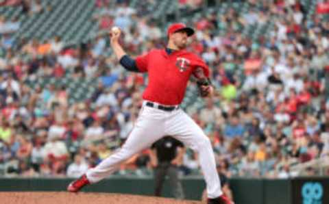 Sep 5, 2016; Minneapolis, MN, USA; Minnesota Twins relief pitcher Pat Light (53) delivers a pitch during the eighth inning against the Kansas City Royals at Target Field. Mandatory Credit: Jordan Johnson-USA TODAY Sports