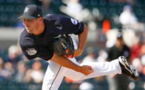 Feb 24, 2017; Lakeland, FL, USA; Detroit Tigers relief pitcher Warwick Saupold (53) throws a pitch during the fourth inning of a spring training baseball game against the Baltimore Orioles at Joker Marchant Stadium. Mandatory Credit: Reinhold Matay-USA TODAY Sports