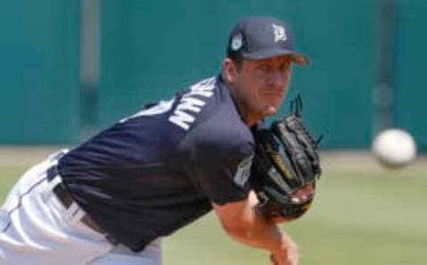 Mar 10, 2017; Lakeland, FL, USA; Detroit Tigers starting pitcher Jordan Zimmermann (27) throws a pitch before the first inning of an MLB spring training baseball game against the Toronto Blue Jays at Joker Marchant Stadium. Mandatory Credit: Reinhold Matay-USA TODAY Sports