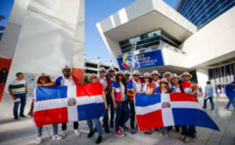 Mar 11, 2017; Miami, FL, USA; Fans react outside of Marlin Park before a game between the Dominican Republic and USA during the 2017 World Baseball Classic. Mandatory Credit: Logan Bowles-USA TODAY Sports