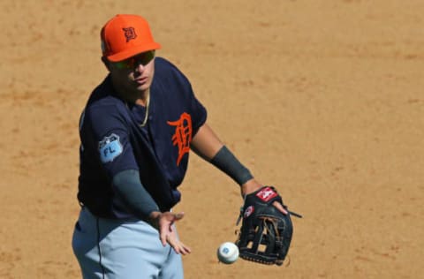 Mar 16, 2017; Lake Buena Vista, FL, USA; Detroit Tigers first baseman Dominic Ficociello (72) against the Atlanta Braves at Champion Stadium. The Tigers won 5-3. Mandatory Credit: Aaron Doster-USA TODAY Sports