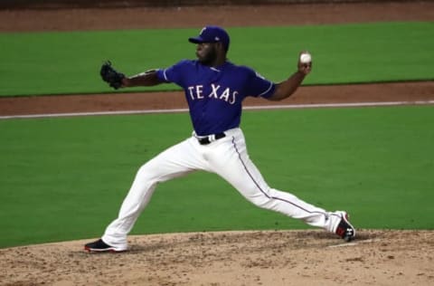 ARLINGTON, TX – SEPTEMBER 05: C.D. Pelham #64 of the Texas Rangers throws against the Los Angeles Angels in the seventh inning at Globe Life Park in Arlington on September 5, 2018 in Arlington, Texas. (Photo by Ronald Martinez/Getty Images)