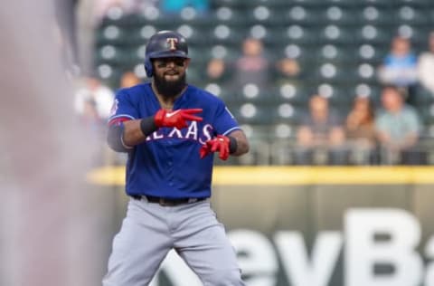 SEATTLE, WA – MAY 28: Rougned Odor #12 of the Texas Rangers reacts to hitting a double in the second inning against the Seattle Mariners at T-Mobile Park on May 28, 2019 in Seattle, Washington. (Photo by Lindsey Wasson/Getty Images)