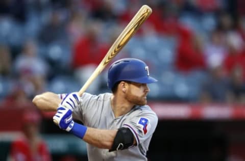 ANAHEIM, CALIFORNIA – MAY 24: Logan Forsythe #41 of the Texas Rangers at bat during a game against the Los Angeles Angels of Anaheim at Angel Stadium of Anaheim on May 24, 2019 in Anaheim, California. (Photo by Sean M. Haffey/Getty Images)