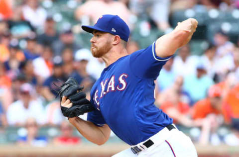 ARLINGTON, TX – JULY 14: Jesse Biddle #44 of the Texas Rangers pitches the seventh inning against the Houston Astros at Globe Life Park in Arlington on July 14, 2019 in Arlington, Texas. (Photo by Rick Yeatts/Getty Images)