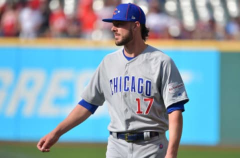 CLEVELAND, OHIO – JULY 09: Kris Bryant #17 of the Chicago Cubs warms up prior to the 2019 MLB All-Star Game at Progressive Field on July 09, 2019 in Cleveland, Ohio. (Photo by Jason Miller/Getty Images)