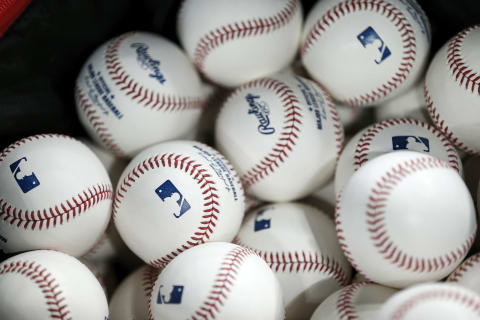 HOUSTON, TX – OCTOBER 30: A bag of baseballs is seen on the field before Game Seven of the 2019 World Series between the Houston Astros and the Washington Nationals at Minute Maid Park on October 30, 2019 in Houston, Texas. (Photo by Tim Warner/Getty Images)