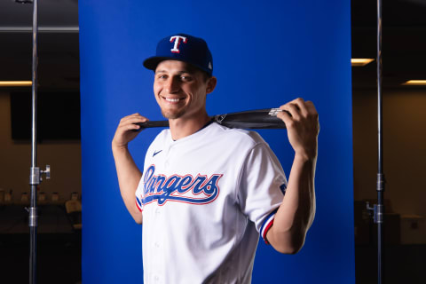 SURPRISE, ARIZONA – MARCH 17: Corey Seager #5 of the Texas Rangers poses during Photo Day at Surprise Stadium on March 17, 2022 in Surprise, Arizona. (Photo by Kelsey Grant/Getty Images)