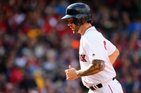 BOSTON, MASSACHUSETTS – APRIL 11: Blake Swihart #23 of the Boston Red Sox runs to the dugout during the sixth inning of the Red Sox home opener against the Baltimore Orioles at Fenway Park on April 11, 2016 in Boston, Massachusetts. (Photo by Maddie Meyer/Getty Images)