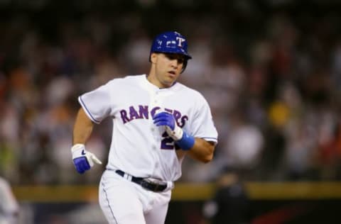 DETROIT – JULY 12: American League All-Star Mark Teixeira #23 of the Texas Rangers runs the bases against the National League All-Stars during the 76th Major League Baseball All-Star Game at Comerica Park on July 12, 2005 in Detroit, Michigan. (Photo By Elsa/Getty Images)