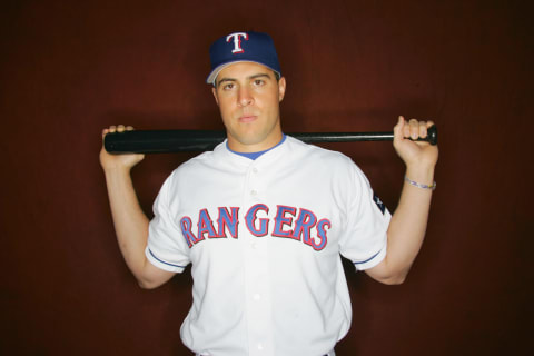 SURPRISE, AZ – FEBRUARY 22: Mark Teixeira poses for a photo during Texas Rangers photo day on February 22, 2006 at Surprise Stadium in Surprise, Arizona. (Photo by Ronald Martinez/Getty Images)