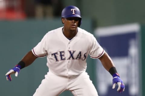 ARLINGTON, TX – APRIL 09: Adrian Beltre #29 of the Texas Rangers leads off first base in the fourth inning against the Los Angeles Angels at Globe Life Park in Arlington on April 9, 2018 in Arlington, Texas. (Photo by Ronald Martinez/Getty Images)