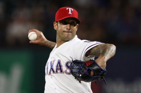 ARLINGTON, TX – APRIL 23: Matt Bush #51 of the Texas Rangers at Globe Life Park in Arlington on April 23, 2018 in Arlington, Texas. (Photo by Ronald Martinez/Getty Images)