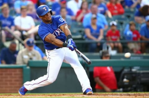 ARLINGTON, TX – APRIL 24: Adrian Beltre #29 of the Texas Rangers hits a single in the second inning against the Oakland Athletics at Globe Life Park in Arlington on April 24, 2018 in Arlington, Texas. (Photo by Rick Yeatts/Getty Images)