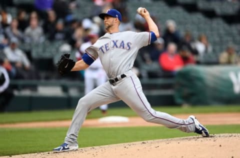 CHICAGO, IL – MAY 20: Mike Minor #36 of the Texas Rangers throws a pitch during the first inning of a game against the Chicago White Sox at Guaranteed Rate Field on May 20, 2018 in Chicago, Illinois. (Photo by Stacy Revere/Getty Images)