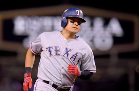 LOS ANGELES, CA – JUNE 12: Shin-Soo Choo #17 of the Texas Rangers runs out his solo homerun to trail 11-3 to the Los Angeles Dodgers during the fifth inning at Dodger Stadium on June 12, 2018 in Los Angeles, California. (Photo by Harry How/Getty Images)