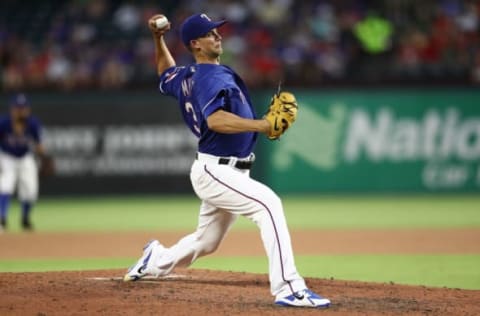 ARLINGTON, TX – JUNE 27: Mike Minor #36 of the Texas Rangers throws against the San Diego Padres in the seventh inning at Globe Life Park in Arlington on June 27, 2018 in Arlington, Texas. (Photo by Ronald Martinez/Getty Images)