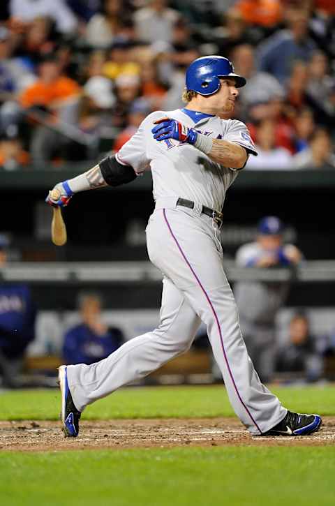 BALTIMORE, MD – MAY 07: Josh Hamilton #32 of the Texas Rangers bats against the Baltimore Orioles at Oriole Park at Camden Yards on May 7, 2012 in Baltimore, Maryland. (Photo by G Fiume/Getty Images)