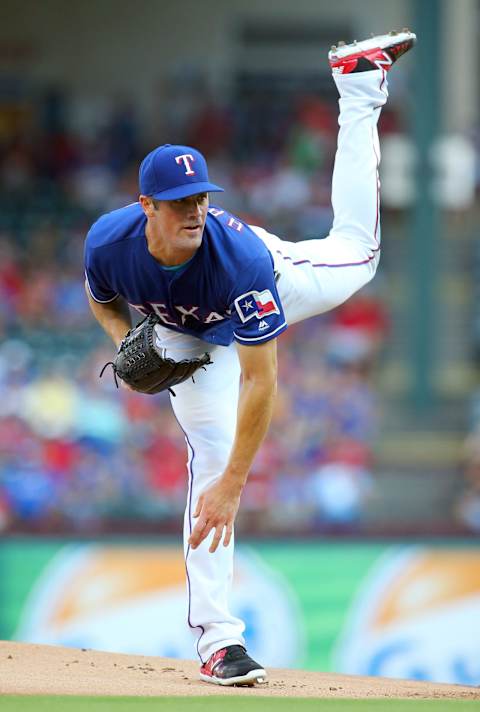 ARLINGTON, TX – JUNE 22: Cole Hamels #35 of the Texas Rangers throws in the first inning against the Cincinnati Reds at Globe Life Park in Arlington on June 22, 2016 in Arlington, Texas. (Photo by Rick Yeatts/Getty Images)