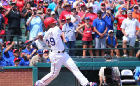 ARLINGTON, TX – JULY 30: Adrian Beltre #29 of the Texas Rangers hits his 3000th Major League Baseball career hit in the fourth inning against the Baltimore Orioles at Globe Life Park in Arlington on July 30, 2017 in Arlington, Texas. (Photo by Rick Yeatts/Getty Images)