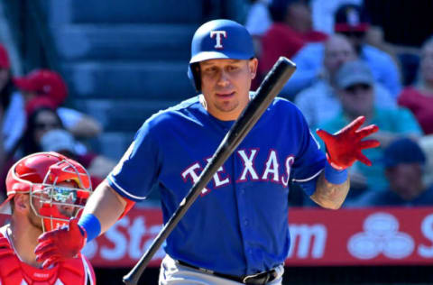 ANAHEIM, CA – APRIL 06: Asdrubal Cabrera #14 of the Texas Rangers flips his bat after he is stuck out by Tyler Skaggs #45 of the Los Angeles Angels of Anaheim in the seventh inning of the game at Angel Stadium of Anaheim on April 6, 2019 in Anaheim, California. (Photo by Jayne Kamin-Oncea/Getty Images)