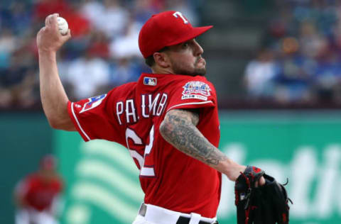 ARLINGTON, TEXAS – JUNE 19: Joe Palumbo #62 of the Texas Rangers throws against the Cleveland Indians in the first inning at Globe Life Park in Arlington on June 19, 2019 in Arlington, Texas. (Photo by Ronald Martinez/Getty Images)