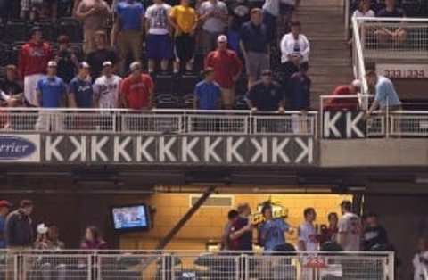 July 13, 2012; Minneapolis, MN, USA: A view of the strikeouts board at Target Field in a game between the Minnesota Twins and Oakland Athletics. The Athletics won 6-3. Mandatory Credit: Jesse Johnson-USA TODAY Sports