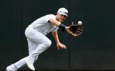 MINNEAPOLIS, MN – AUGUST 25: Max Kepler #26 of the Minnesota Twins makes a catch in center field of the ball hit by Victor Reyes #22 of the Detroit Tigers during the first inning of the game on August 25, 2019 at Target Field in Minneapolis, Minnesota. Teams are wearing special color schemed uniforms with players choosing nicknames to display for Players’ Weekend. (Photo by Hannah Foslien/Getty Images)