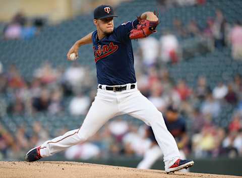 MINNEAPOLIS, MINNESOTA – SEPTEMBER 10: Jose Berrios #17 of the Minnesota Twins delivers a pitch against the Washington Nationals during the first inning of the interleague game at Target Field on September 10, 2019 in Minneapolis, Minnesota. (Photo by Hannah Foslien/Getty Images)