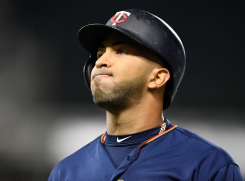 MINNEAPOLIS, MINNESOTA – SEPTEMBER 11: Eddie Rosario #20 of the Minnesota Twins reacts to flying out against the Washington Nationals during the eighth inning of the interleague game at Target Field on September 11, 2019 in Minneapolis, Minnesota. The Nationals defeated the Twins 6-2. (Photo by Hannah Foslien/Getty Images)