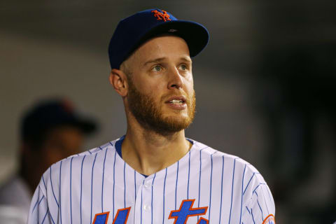 NEW YORK, NY – SEPTEMBER 15: Pitcher Zack Wheeler #45 of the New York Mets looks on from the dugout during the seventh inning of a game against the Los Angeles Dodgers at Citi Field on September 15, 2019 in New York City. (Photo by Rich Schultz/Getty Images)