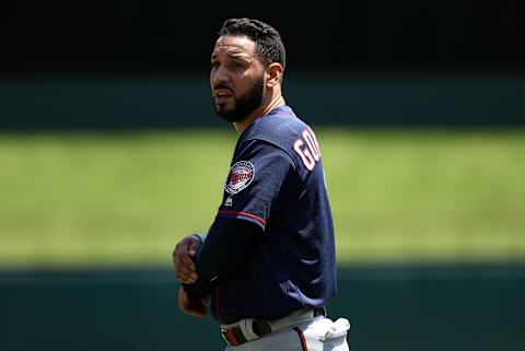 ARLINGTON, TEXAS – AUGUST 18: Marwin Gonzalez #9 of the Minnesota Twins during the first inning against the Texas Rangers at Globe Life Park in Arlington on August 18, 2019 in Arlington, Texas. (Photo by Ronald Martinez/Getty Images)