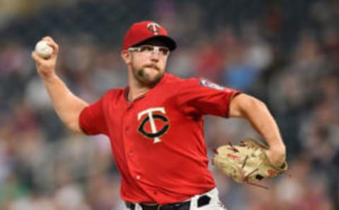 Randy Dobnak of the Minnesota Twins delivers a pitch against the Kansas City Royals. (Photo by Hannah Foslien/Getty Images)