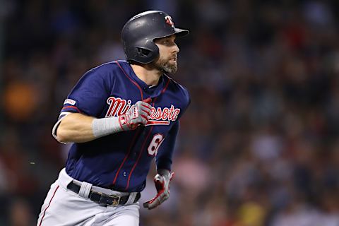 BOSTON, MASSACHUSETTS – SEPTEMBER 03: Jake Cave #60 of the Minnesota Twins rounds the bases after hitting a triple during the third inning at Fenway Park on September 03, 2019 in Boston, Massachusetts. (Photo by Maddie Meyer/Getty Images)