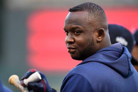 MINNEAPOLIS, MINNESOTA – OCTOBER 07: Miguel Sano #22 of the Minnesota Twins looks on during batting practice prior to game three of the American League Division Series against the New York Yankees at Target Field on October 07, 2019 in Minneapolis, Minnesota. (Photo by Hannah Foslien/Getty Images)