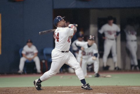 Outfielder Kirby Puckett of the Minnesota Twins (Photo by Focus on Sport/Getty Images)