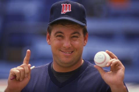 Kent Hrbek of the Minnesota Twins poses for a photo before a baseball game (Photo by Mitchell Layton/Getty Images)