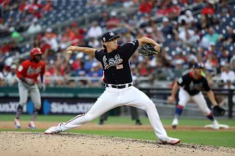 WASHINGTON, D.C. – JULY 15: Kyle Wright #23 pitches during the SiriusXM All-Star Futures Game at Nationals Park on July 15, 2018 in Washington, DC. (Photo by Rob Carr/Getty Images)