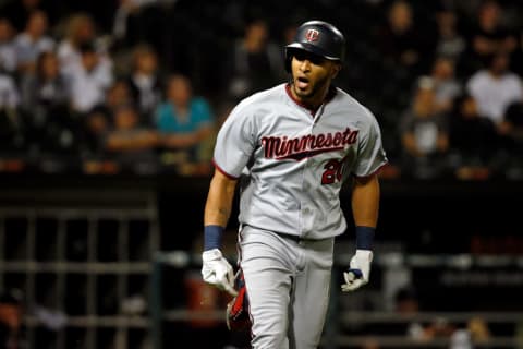 CHICAGO, IL – AUGUST 21: Eddie Rosario #20 of the Minnesota Twins reacts after hitting an RBI single against the Minnesota Twins during the ninth inning at Guaranteed Rate Field on August 21, 2018 in Chicago, Illinois. The Minnesota Twins won 5-2. (Photo by Jon Durr/Getty Images)