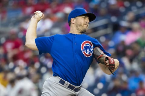 WASHINGTON, DC – SEPTEMBER 08: Brandon Kintzler #20 of the Chicago Cubs pitches against the Washington Nationals during the second inning of game one of a doubleheader at Nationals Park on September 8, 2018 in Washington, DC. (Photo by Scott Taetsch/Getty Images)