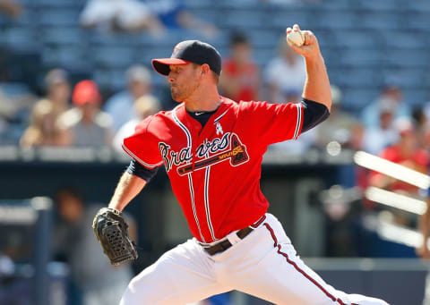 Closer Billy Wagner of the Atlanta Braves pitches against the Kansas City Royals. (Photo by Kevin C. Cox/Getty Images)