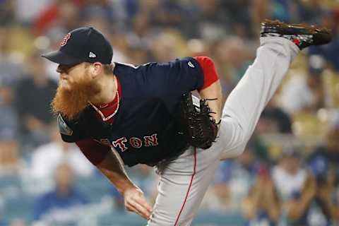 LOS ANGELES, CA – OCTOBER 27: Closing pitcher Craig Kimbrel #46 of the Boston Red Sox pitches in the ninth inning in Game Four of the 2018 World Series against the Los Angeles Dodgers at Dodger Stadium on October 27, 2018 in Los Angeles, California. (Photo by Sean M. Haffey/Getty Images)