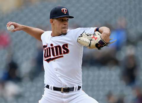 MINNEAPOLIS, MN – MAY 02: Jose Berrios #17 of the Minnesota Twins delivers a pitch against the Houston Astros during the first inning of the game on May 2, 2019 at Target Field in Minneapolis, Minnesota. (Photo by Hannah Foslien/Getty Images)