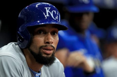 ST PETERSBURG, FLORIDA – APRIL 22: Billy Hamilton #6 of the Kansas City Royals looks on during a game against the Tampa Bay Rays at Tropicana Field on April 22, 2019 in St Petersburg, Florida. (Photo by Mike Ehrmann/Getty Images)