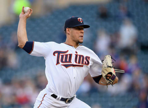 MINNEAPOLIS, MN – JUNE 12: Jose Berrios #17 of the Minnesota Twins delivers a pitch against the Seattle Mariners during the first inning of the game on June 12, 2019 at Target Field in Minneapolis, Minnesota. (Photo by Hannah Foslien/Getty Images)